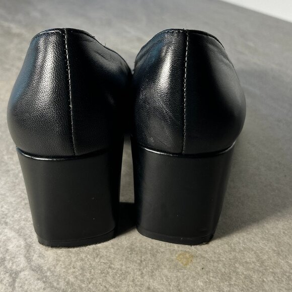 Naturalizer SZ 7.5 Karina Black Leather Block Heel Pump Career Old $ Timeless - Picture 9 of 11